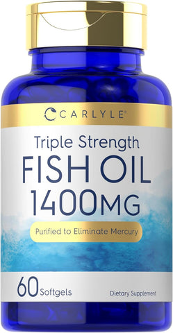 Triple Strength Fish Oil | 1400Mg | 60 Softgels | Omega 3 Supplement | Non-Gmo, Gluten Free