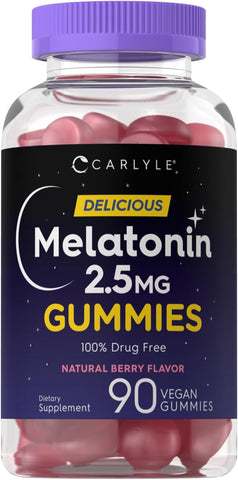 Melatonin 2.5 Mg Gummies | 90 Count | Berry Flavor Gummy Supplement | Vegan, Non-Gmo, Gluten Free