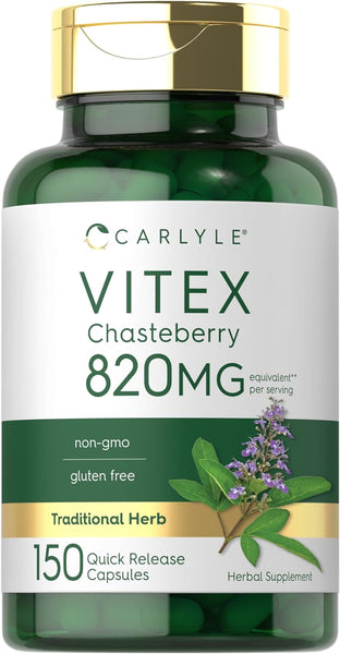 Vitex Chasteberry Supplement | 820Mg |150 Capsules | Vitex Agnus-Castus Fruit for Women | Non-Gmo, Gluten Free