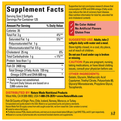 Nature Made Burp Less Fish Oil 1200 mg Softgels, 250 ct.