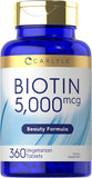 Biotin 5000Mcg | 360 Vegetarian Tablets | Beauty Formula Supplement | Non-Gmo, Gluten Free