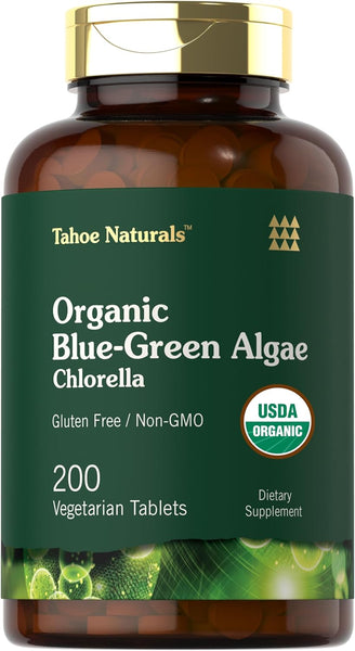 Chlorella Blue Green Algae 250mg | 200 Tablets | Vegetarian, Non-GMO, Gluten Free Supplement | Tahoe Naturals