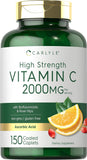 Vitamin C 2000Mg | with Rose Hips | 150 Caplets | 75 Servings Vegetarian, Non-Gmo, Gluten Free Supplement
