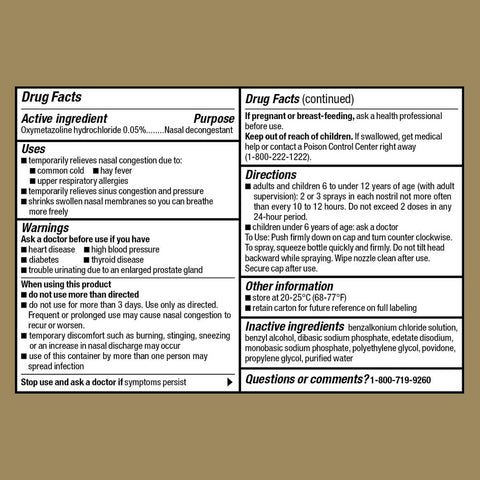 Goodsense Original Maximum Strength 12 Hour Nasal Congestion Relief Spray, 90 Ml. Compare to Afrin Original active ingredient