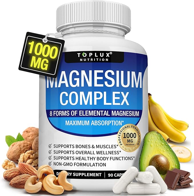 Toplux Magnesium Complex Supplement 8 Elemental 1000mg 90 Capsules