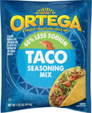 Ortega Taco 40% Less Sodium Seasoning Mix, 35.4 g packaging may vary