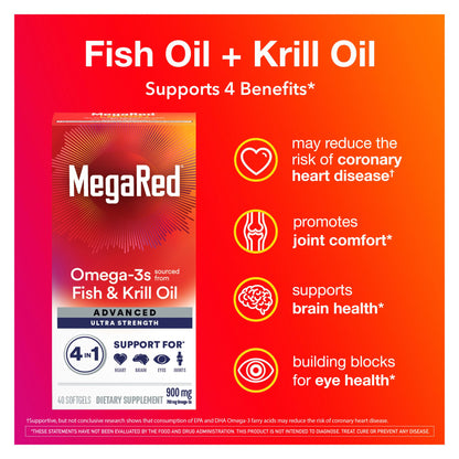 MegaRed Advanced 900mg Omega-3 Krill Oil 4-in-1 Softgels, 60 ct.