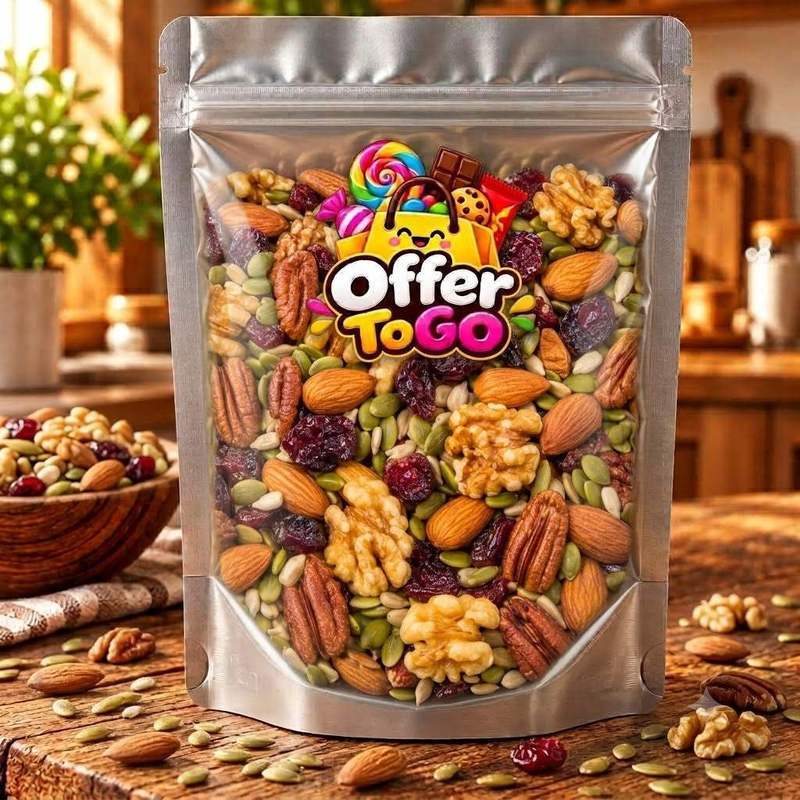 Omega-3 Mixed Nuts and Dried Fruit Trail Mix Premium Healthy Snack Blend Featuring Craisins, Natural Walnuts, Almonds, Pumpkin Seeds and Pecans