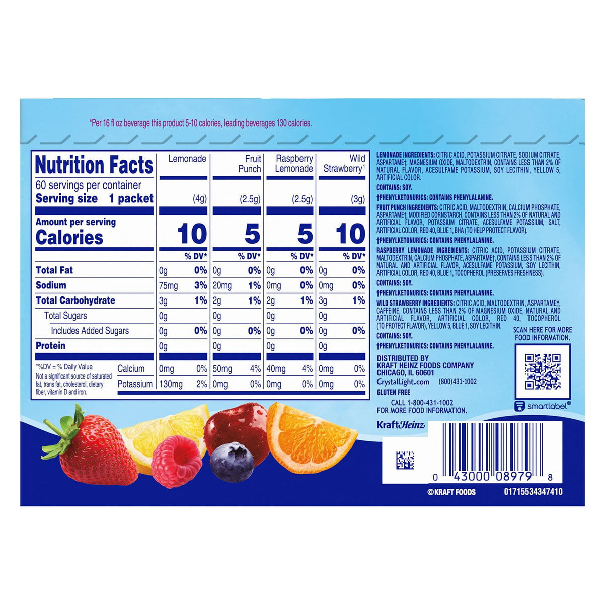 Crystal Light Variety Pack Drink Mix Packets, 60 ct.