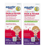 2 Packs Children's Acetaminophen Ages 2-11 Pain + Fever Medicine Grape Flavor, 4 fl. oz. Each | Compare to Children's Tylenol Active Ingredients 