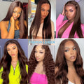 13x4 Chocolate Brown Straight Hd Lace Wigs Brazilian Human Hair 13x6 Hd Lace Frontal Wig Pre Plucked Brown Colored Wigs HD Chocolate Brown Bone Straight Human Hair Wig 30 38 Inch