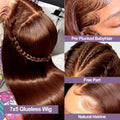 13x4 Chocolate Brown Straight Hd Lace Wigs Brazilian Human Hair 13x6 Hd Lace Frontal Wig Pre Plucked Brown Colored Wigs HD Chocolate Brown Bone Straight Human Hair Wig 30 38 Inch