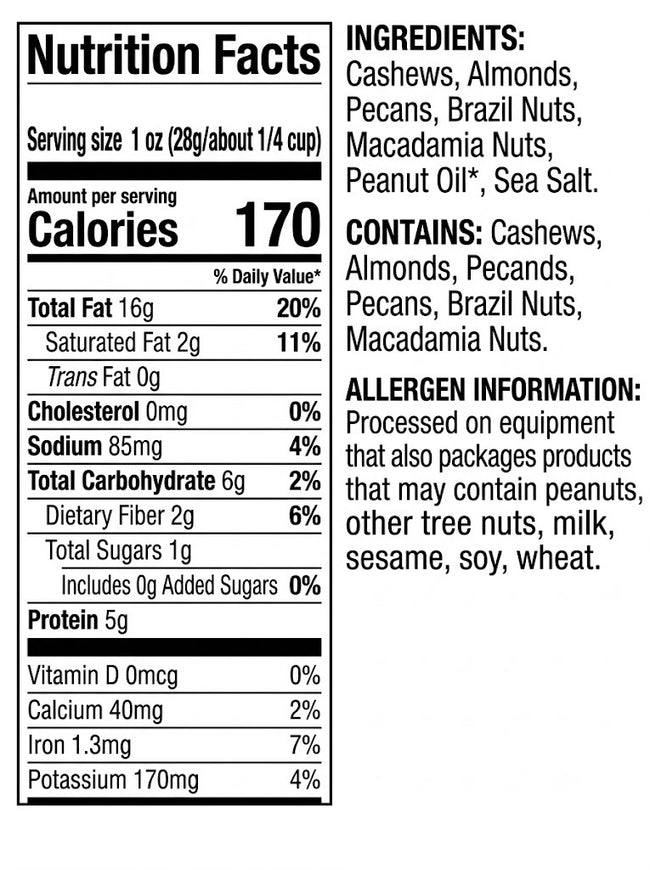 Fancy Mixed Nuts - Roasted & Salted Everyday Snack - Crunchy Blend Healthy Pack- No Peanuts