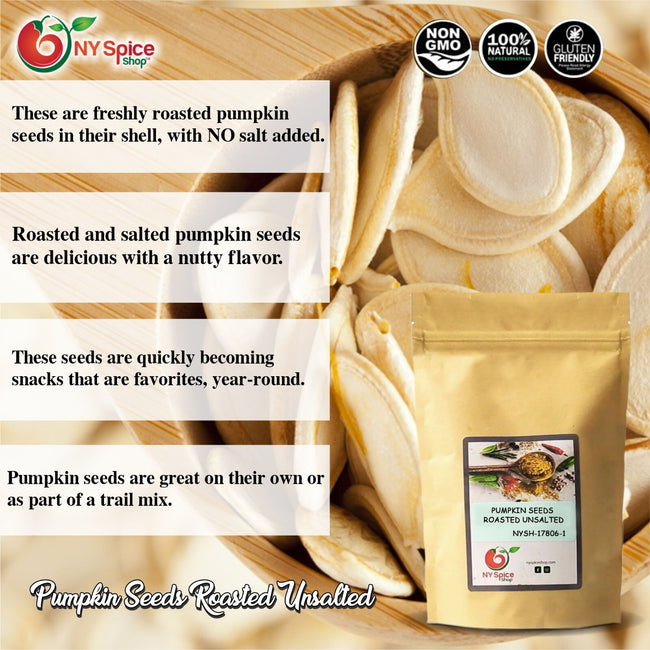 Pumpkin Seeds, Roasted, Unsalted, In-Shell Bulk Whole Snack by NY Spice 1Lb-5Lb