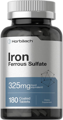 Iron Ferrous Sulfate | 325Mg | 180 Count | Vegetarian, Non-Gmo & Gluten Free Dietary Supplement | by