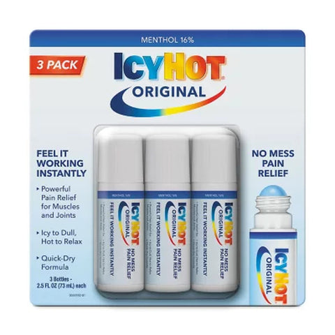 Icy Hot Original No-Mess Applicator Pain Relief 2.5 Oz. pack of 3 