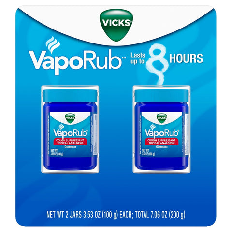 Vicks Vaporub Cough Suppressant & Topical Analgesic, Rub 2 Tubs, 3.53 Ounces Each