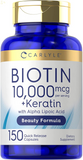 Biotin 10000Mcg | 150 Capsules | Beauty Formula with Keratin | Non-Gmo, Gluten Free Supplement