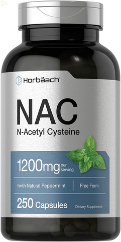 NAC N-Acetyl Cysteine Supplement 1200Mg | 250 Capsules | with Natural Peppermint | Non-Gmo, Gluten Free | by