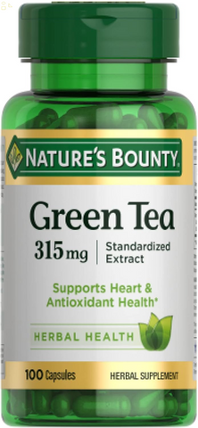 Nature'S Bounty Green Tea Pills and Herbal Health Supplement, Supports Heart and Antioxidant Health, 315Mg, 100 Capsules