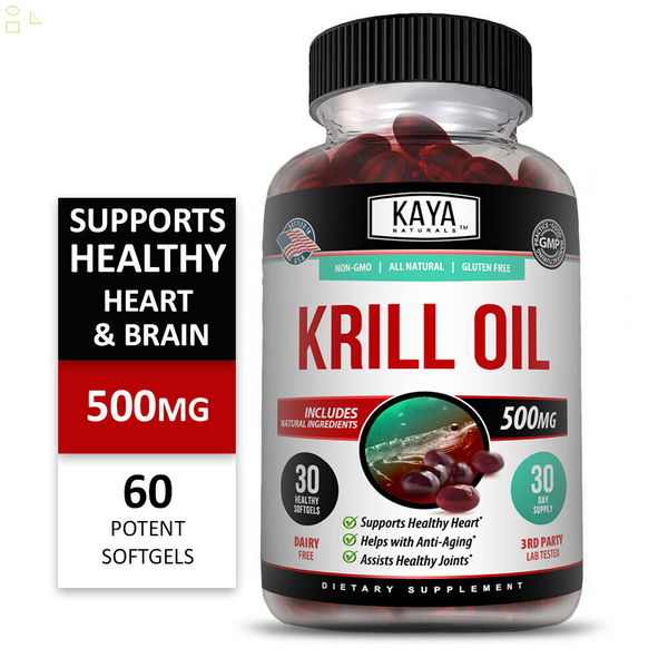 Krill Oil 500 Mg with Omega-3, EPA, DHA, and Astaxanthin Supplement