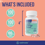 Allergy Relief | Fexofenadine Hcl 180 Mg Non-Drowsy Antihistamine | 24 Hour All Day Support | Compared To Allegra Active ingredients  