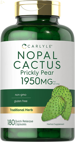 Nopal Cactus 1950 Mg | 180 Capsules | Prickly Pear | Non-Gmo, Gluten Free | by