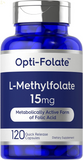 L Methylfolate 15Mg | 120 Capsules | Value Size | Max Potency | Optimized and Activated | Non-Gmo, Gluten Free | Methyl Folate, 5-MTHF | by Opti-Folate