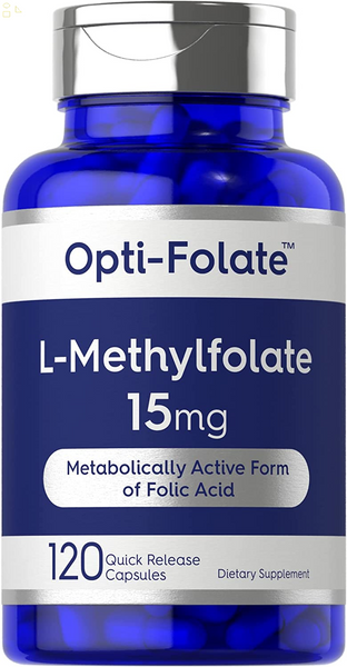 L Methylfolate 15Mg | 120 Capsules | Value Size | Max Potency | Optimized and Activated | Non-Gmo, Gluten Free | Methyl Folate, 5-MTHF | by Opti-Folate