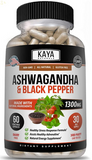 Organic Ashwagandha Capsules 1300Mg Supplement W/ Black Pepper Root Powder