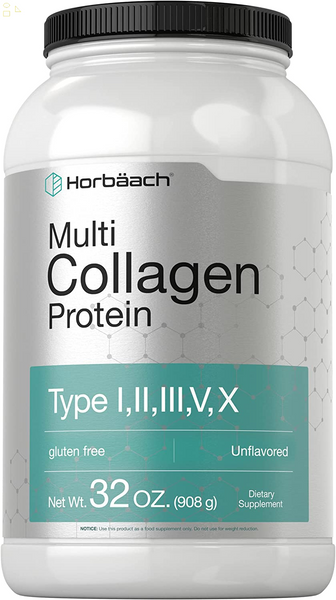 Multi Collagen Protein Powder 32 Oz | Type I, II, III, V, X | Hydrolyzed Collagen Peptides | Keto & Paleo Friendly | Unflavored & Gluten Free