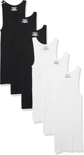 Essentials Men'S Lightweight Breathable Cotton Slim Fit Tank Undershirts, Pack of 6