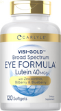 Eye Health Supplement 120 Softgels | with Lutein 40Mg, Zeaxanthin, Bilberry and Blueberry | Eye Support Vitamins | Non-