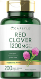 Red Clover Capsules 1200Mg | 200 Count | Non-Gmo, Gluten Free | Red Clover Blossom Extract Supplement