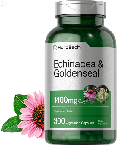 Echinacea Goldenseal Capsules | 1400Mg | 300 Count | Vegetarian, Non-Gmo, Gluten Free Extract Supplement | by