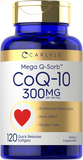 Coq10 300Mg | 120 Softgels | Mega Q-Sorb Coenzyme Q-10 | with Black Pepper Extract | Non-Gmo, Gluten Free