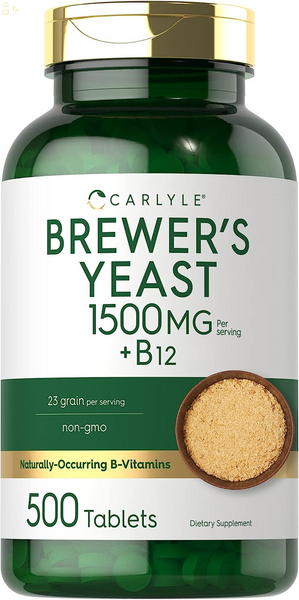 Brewers Yeast Tablets with Vitamin B12 | 500 Count | 1500Mg | Non-Gmo & Gluten Free