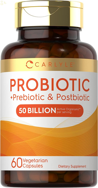 Prebiotic, Probiotic & Postbiotic | 50 Billion CFU 60 Powder Pills | 3 in 1 Supplement | Vegetarian, Gluten Free & Non-Gmo Formula