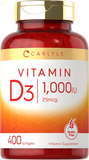 Vitamin D3 1000 IU | 400 Softgels | Non-Gmo and Gluten Free Formula | 25 Mcg