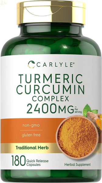 Turmeric Curcumin Supplement 2400Mg | 180 Powder Capsules | Herbal Formula | Non-Gmo, Gluten Free