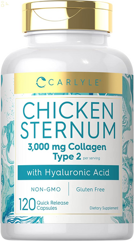 Chicken Sternum Cartilage Collagen | Type II 3000Mg | 120 Capsules | with Hyaluronic Acid | Non-Gmo, Gluten Free