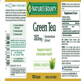 Nature'S Bounty Green Tea Extract 315 Mg Capsules for Antioxidant Health, 100 Ct 