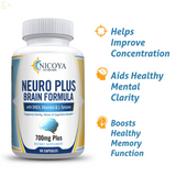 Neuro Brain & Focus, Memory, Function, Clarity, Mood, Stress -Nootropic (2 Pack)