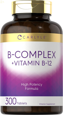 B Complex Vitamin with B12 | 300 Tablets | High Potency Formula | Vegetarian and Non-Gmo Supplement