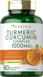 Turmeric Curcumin with Black Pepper 1000Mg | 180 Capsules | Turmeric Complex Supplement | Non-Gmo, Gluten Free