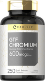 GTF Chromium 600 Mcg | 250 Capsules | Glucose Tolerance Factor | Non-Gmo, Gluten Free | by