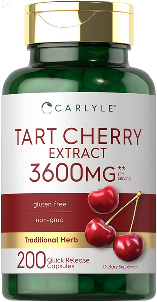 Tart Cherry Extract Capsules | 200 Count | Non-Gmo and Gluten Free Formula | Traditional Herb Supplement, Tart Cherry, Rice Powder, Gelatin Capsule, Vegetable Magnesium Stearate, Silica
