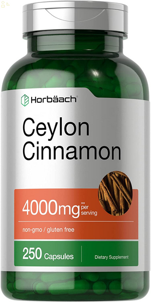 Ceylon Cinnamon Capsules 4000Mg | 250 Count | High Potency | Non-Gmo, Gluten Free