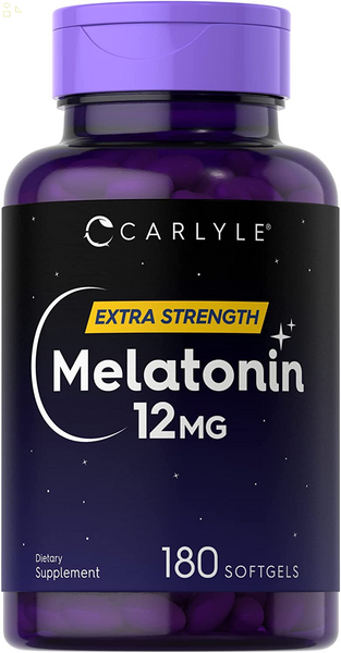 Melatonin 12 Mg | 180 Softgel Capsules | Adult Extra Strength Support Supplement | Non-Gmo, Gluten Free