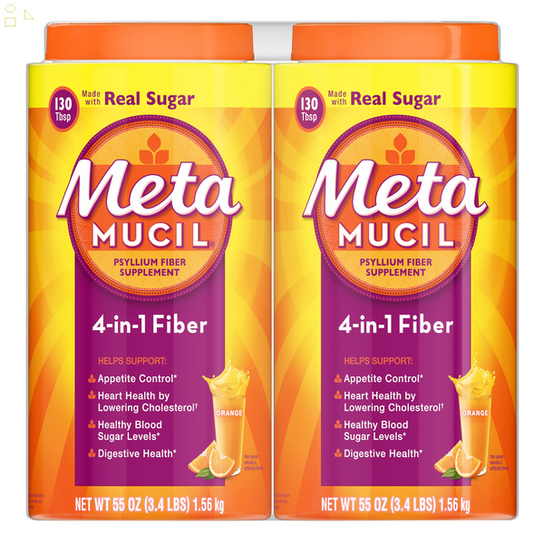 Metamucil Fiber Supplement, Orange, 260 Servings | Made with Plant-Based Psyllium Fiber